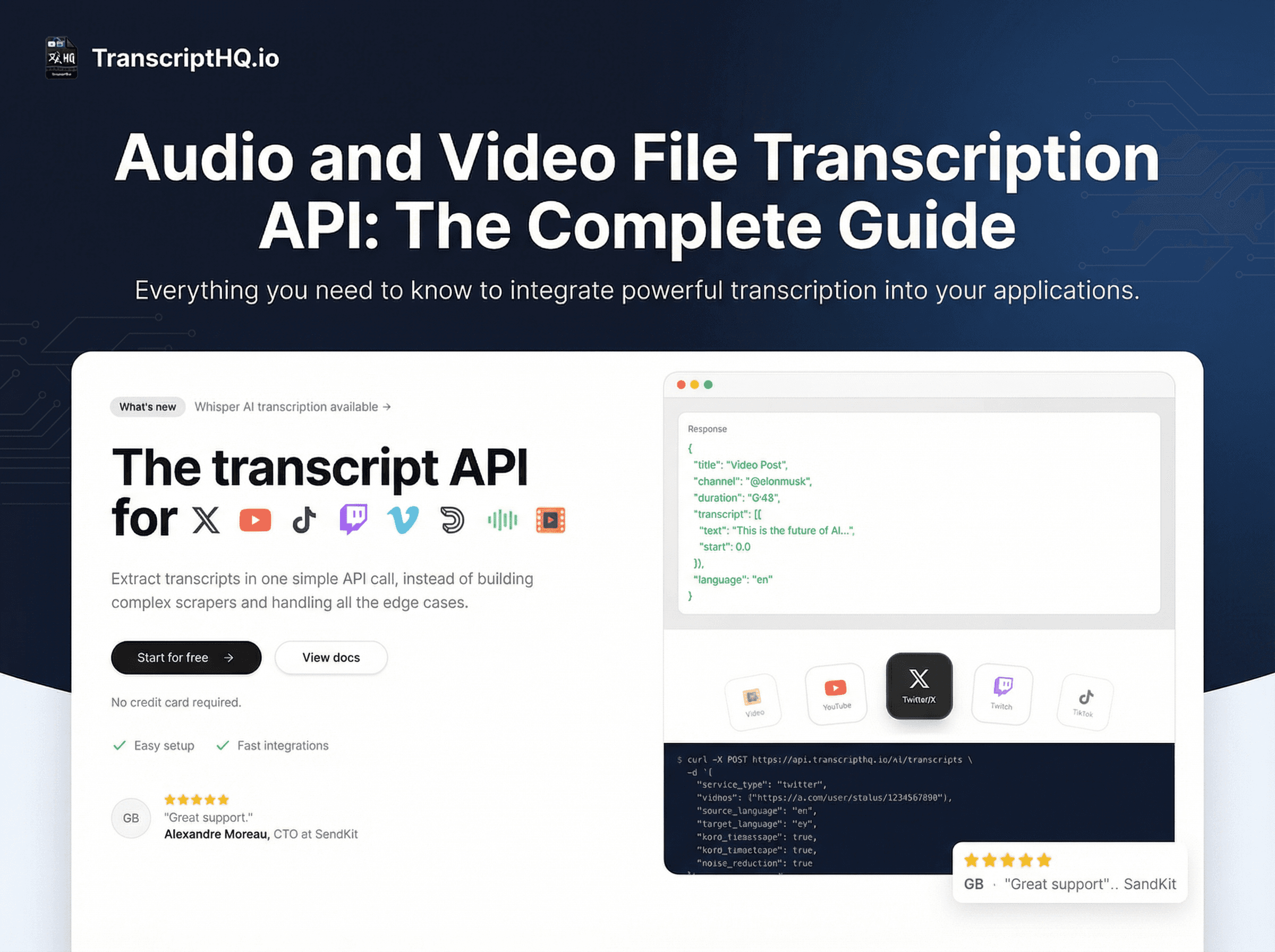 Audio video transcription API guide