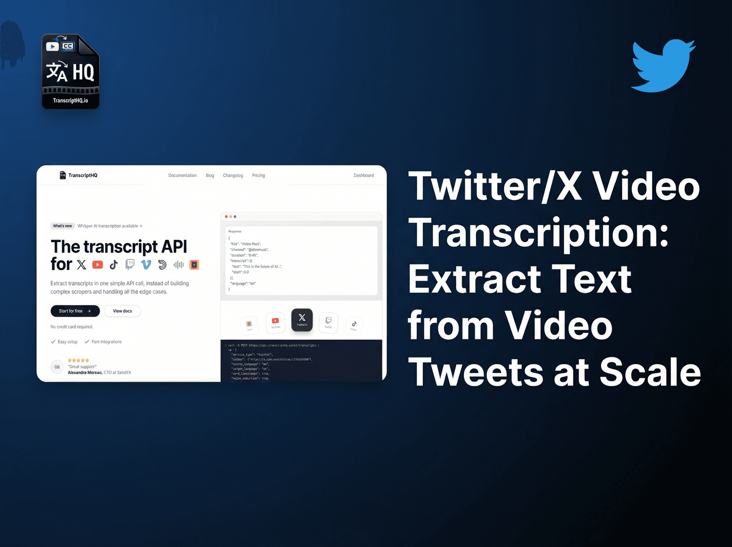 Twitter X video transcription API